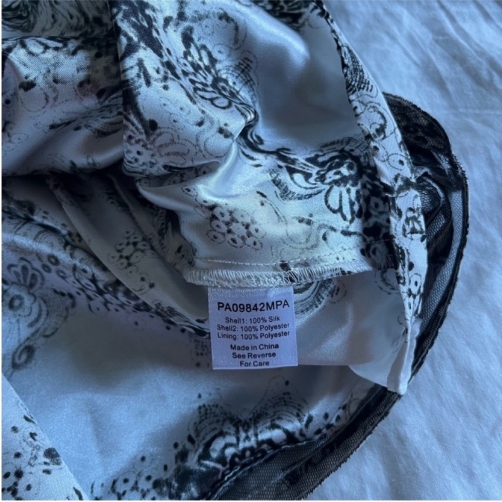 Parker Silk Mesh Black White Printed Mini Dress XS - Picture 3 of 8